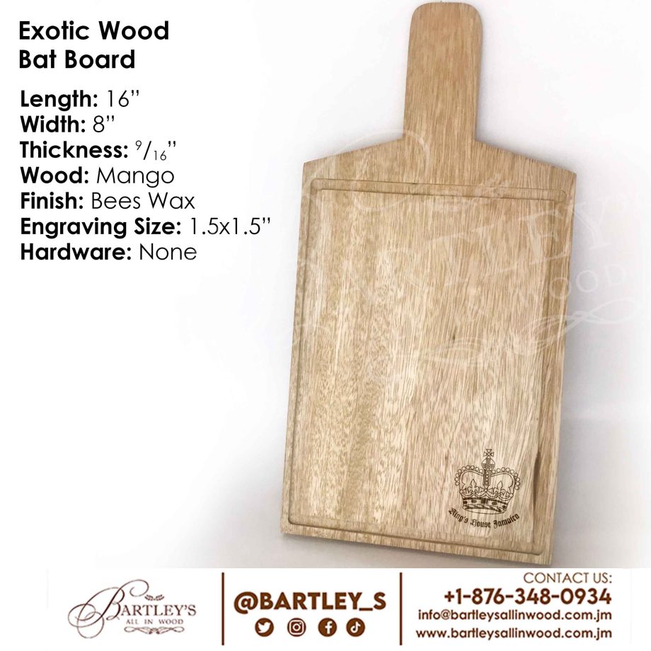 Exotic Wood Bat Board- Engraved